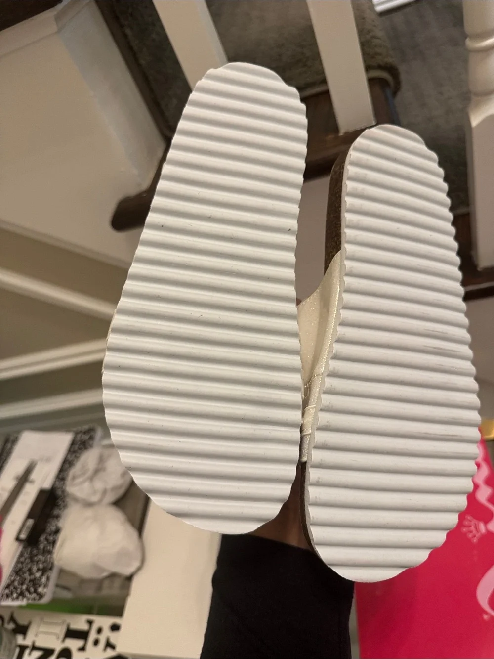 Nina Talafega Sparkle White Double Buckle Slide Sandals white size 3